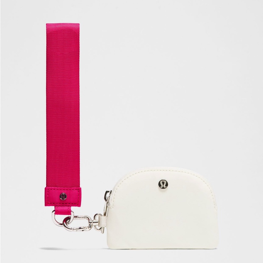 NWT Lululemon Passionate/Bone Dual Pouch pink Wristlet Keychain Wallet - Picture 2 of 7